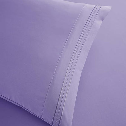 Clara Clark Cal King Sheets, 6 Piece Set - Hotel Luxury Sheets for Cal King Size Bed, Super Soft Bedding Set, Cal King Size, Lavender