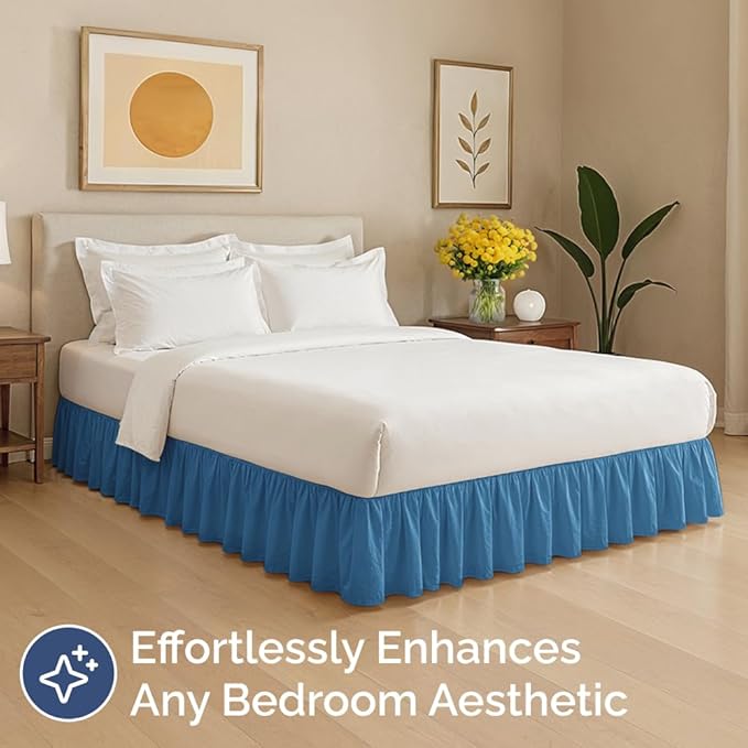 Bedskirt Twin Size Ruffle - 12 inch Drop Dust Ruffle Bed Skirt with Platform - Soft, Easy Fit, Premium Hotel Quality - Wrinkle, Fade & Shrink Resistant - for Women, Men, Kids and Teens - Denim Blue