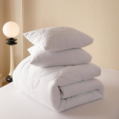 karever White Flower Comforter Full White Sunflower Print Bed Full Comforter Set 3pcs White Floral Comforter Set for Boys Girls Teens Bedroom Decor All Season Hotel Quality Comforter Set