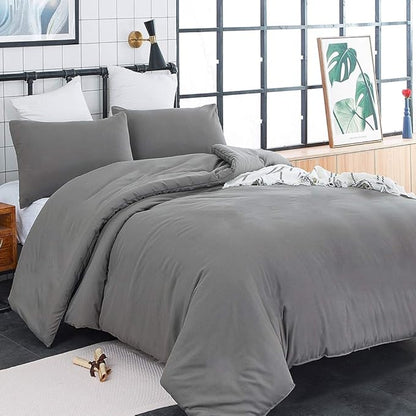 CLOTHKNOW Dark Grey King Size Comforter Set Gray Bedding Comforter Sets Soft Boys Men Comforter with 2 x Pillow Cases