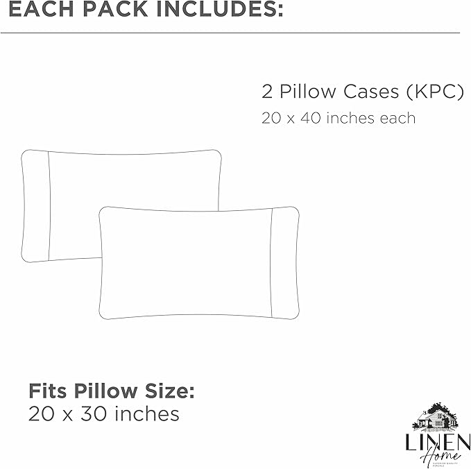 Linen Home 100% Cotton Percale Pillowcases King Size, Light Taupe, 2 Pieces of Pillow Case, Crisp and Cool Strong Bed Linen, 20 inches X 40 inches
