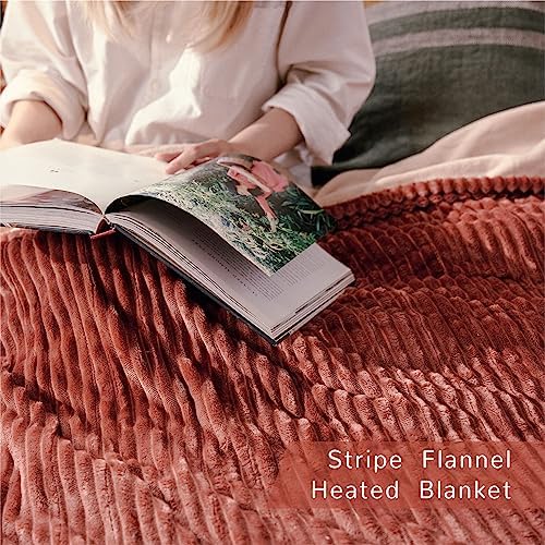 Heated Blanket Twin Size, 6 Heat Levels Electric Blanket, Red