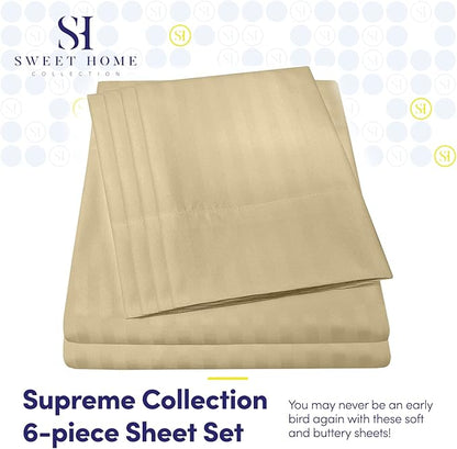 King Size Bed Sheets - 6 Piece 1500 Supreme Collection Fine Brushed Microfiber Deep Pocket King Sheet Set Bedding - 2 Extra Pillow Cases, Great Value, King, Dobby Sage