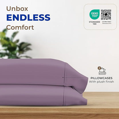 Thread Spread 100% Egyptian Cotton Pillow Cases Queen Size Set of 2 - Luxury 1000 Series Paradise Collection Queen Pillow Cases (Plum), Soft Cooling Sateen Hotel Egyptian Cotton Pillowcases