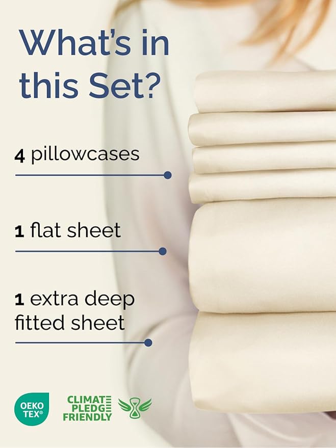 Extra Deep King Sheet Set - 6 Piece Breathable and Cooling Sheets - Hotel Luxury Bedding for Women, Men, Kids & Teens - Easy Secure Fit - Soft, Wrinkle Free and Comfy - Extra Deep Pockets - Off White