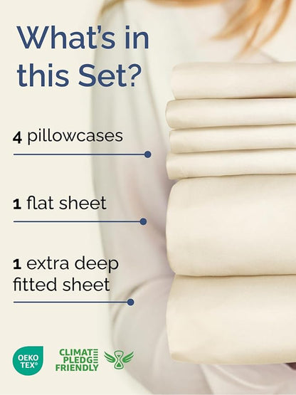 Extra Deep King Sheet Set - 6 Piece Breathable and Cooling Sheets - Hotel Luxury Bedding for Women, Men, Kids & Teens - Easy Secure Fit - Soft, Wrinkle Free and Comfy - Extra Deep Pockets - Off White