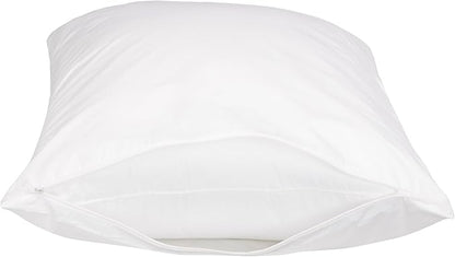 Amazon Basics Standard Breathable 100% Cotton Hypoallergenic Pillow Protector with Zipper, Machine Washable, White, 27 x 21 Inches, Pillows Not Included