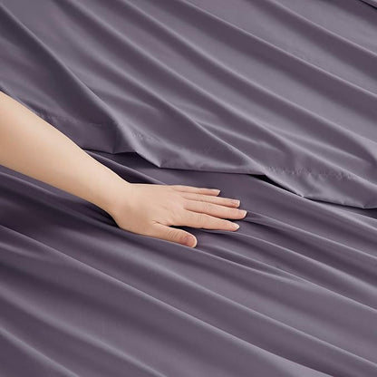 Clara Clark Bed Sheets, Premier 1800 Series Bed Sheet Set, Deep Pocket, Wrinkle, Fade, Stain Resistant, Luxury Soft Bedding Sheets & Pillowcases, Twin, Grayish Purple