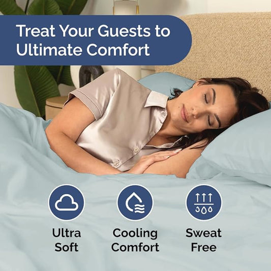 Bulk Case Pack of 12 Sheet Sets - (12) Complete Cal King Size Sheet Sets w/ Deep Pockets - Wholesale Bulk Bedding for Hotels, Spas & Airbnbs - Breathable, Soft & Wrinkle Free - (Cal King, Ice Blue)