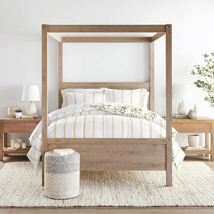 LINENS & HUTCH Comforter Set Patterned Microfiber All Season Down-Alternative Ultra Soft Bedding in Chintz Floral Stripe - King/Cal-King Chintz Floral Stripe Clay