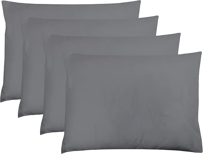 ZPECC Dark Gray Pillow Cases Queen Size Set of 4, 20x30 Envelope Closure Pillowcases, Soft Plain Brushed Microfiber Covers Hypoallergenic Breathable