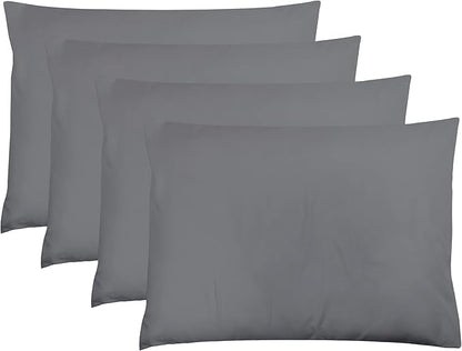 ZPECC Dark Gray Pillow Cases Queen Size Set of 4, 20x30 Envelope Closure Pillowcases, Soft Plain Brushed Microfiber Covers Hypoallergenic Breathable