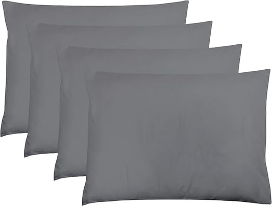 ZPECC Dark Gray Pillow Cases King Size Set of 4, 20x36 Envelope Closure Pillowcases, Soft Plain Brushed Microfiber Covers Hypoallergenic Breathable