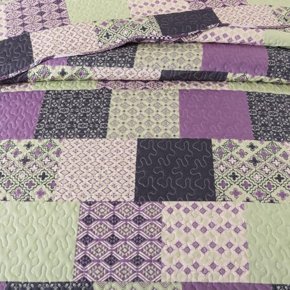 HoneiLife Quilt Sets King Size - Microfiber Quilts 3-Pieces, Lightweight Bedspreads for King Bed Use, Checkered Coverlets Vintage Bed Cover King Quilt Bedding Set All Season Quilts