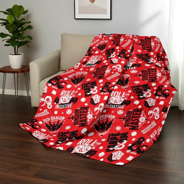 Northwest Dungeons & Dragons Roll for Initiative Twin Quilted Blanket, Comfy Throw, Soft Lightweight Bedding for Bed, or Couch, 60 x 90 inches