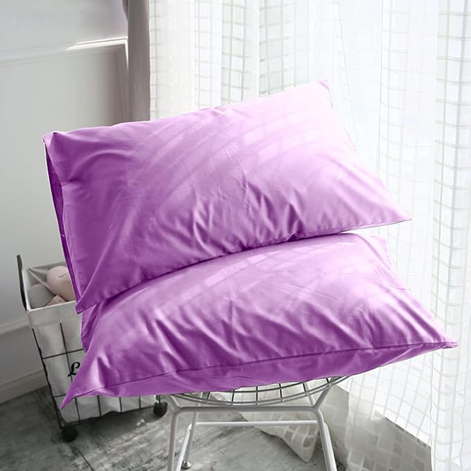FLXXIE Pillow Cases Standard Size, Soft Microfiber Pillow Covers with Envelope Closure, Wrinkle, Stain Resistant Pillowcases, 2 Piece Set, 20x26, Lavender