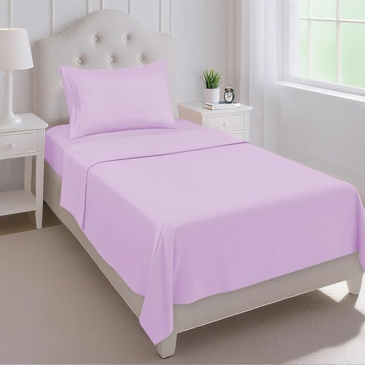 Mejoroom Twin Sheet Set - Hotel Collection Twin Sheets - Bedding Sheets & Pillowcases with Deep Pocket Fitted Sheet, Breathable, Wrinkle & Fade Resistant - 3 Piece(Lavender)