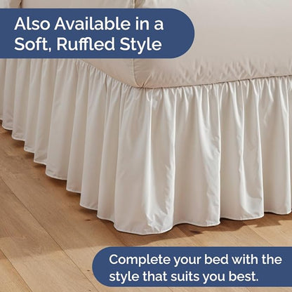 Pleated Bed Skirt Twin Size - 3 Sided Pleated Bed Skirt Twin - Ultra-Soft, Easy Fit with 15 Inch Tailored Drop - Hotel Quality, Wrinkle Free & Fade Resistant - for Women, Men, Kids and Teens - White