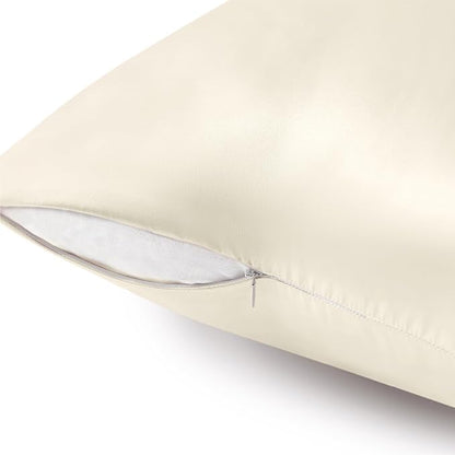 BEDELITE Satin Pillowcase with Zipper, Beige Pillow Cases Queen Size Set of 2, Super Soft and Cooling Similar to Silk Pillow Cases, Gift for Women Men(20x30 Inches)