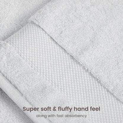 BIOWEAVES 100% Organic Cotton Bath Towel Set | 700 GSM Plush 7-Piece Premium Towel Set GOTS Certified, 2 Bath Towels, 2 Hand Towels & 2 Washcloths, 1 Bath Mat - White