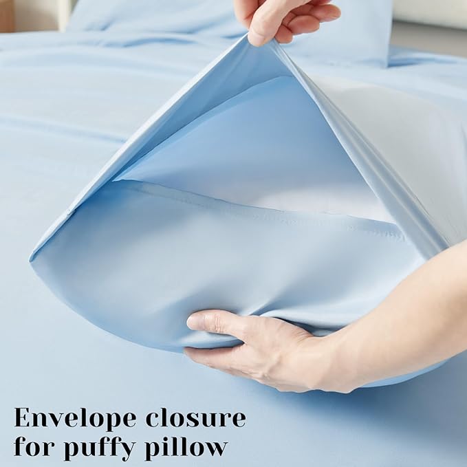 BYSURE 6 Pieces Bed Sheets Set(King, Baby Blue) - Hotel Luxury Super Soft 1800 Thread Count 100% Microfiber Sheets with Deep Pockets, Wrinkle & Fade Resistant