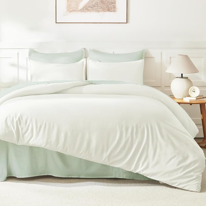 Litanika Comforters Ivory Oversized Queen Size, 3 Pieces Lightweight Solid Bedding Comforter Set, All Season Fluffy Bed Set (98x98In Comforter & 2 Pillowcases)