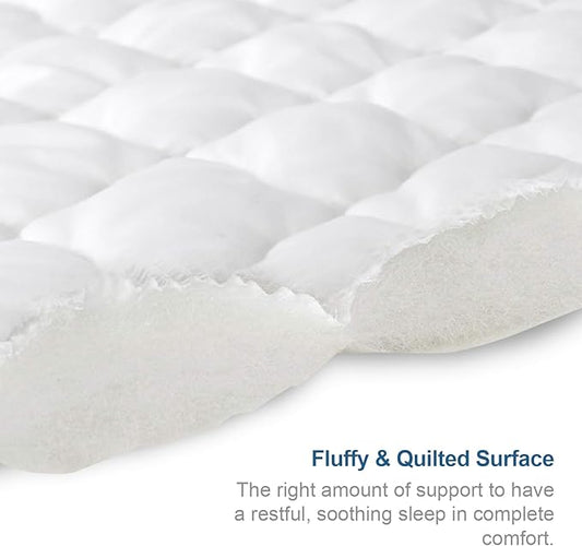 Twin Extra Long (XL) Mattress Pad Waterproof Protector, Twin XL Mattress Protector Cover for College Dorm, Breathable & Noiseless Twin XL Mattress Topper Fitted with Deep Pocket to 14" Depth