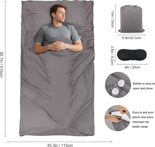 Sleeping Bag Liner,Travel Sheet & Adult Sleep Sack, Camping Sheets Travel Sleep Sack for Backpacking,Hotels & Hostels -Lightweight Single &Double Travel Sheet Camping Sheets