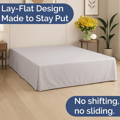 Pleated Bed Skirt Queen Size - 3 Sided Pleated Bed Skirt Queen - Ultra-Soft, Easy Fit with 15 Inch Tailored Drop - Hotel Quality, Wrinkle & Fade Resistant - For Women, Men, Kids and Teens - Light Grey