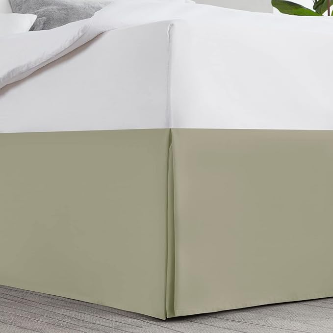 Nestl Green Twin XL Bed Skirt - Twin XL Size Bed Skirt 14 Inch Drop - Brushed Microfiber Bed Skirts - Hotel Quality Pleated Bed Skirt - Shrinkage & Fade Resistant