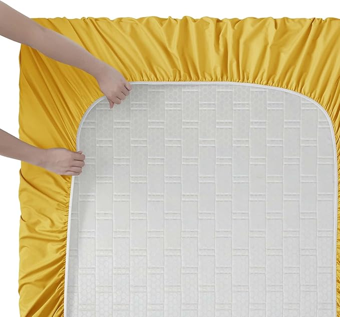 Clara Clark Twin Sheets, 5 Piece Set - Hotel Luxury Sheets for Twin Size Bed, Super Soft Bedding Set, Twin Size, Yellow