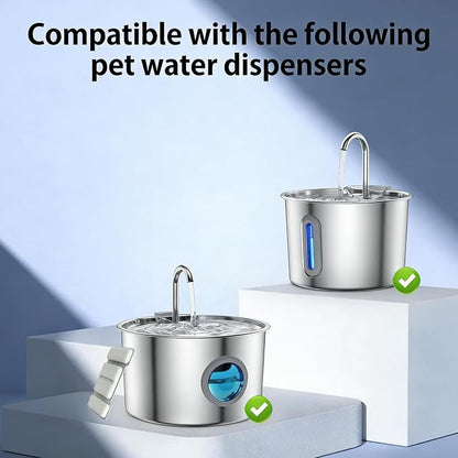 Replacement Filters for Pawdrate Dog Water Fountain – 8 Carbon Filter Cartridges & 4 Foam Filters for 3.2L Pet Water Fountain, Clean Water Filtration System