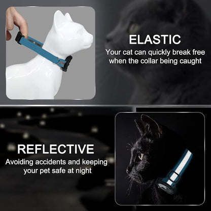 Reflective AirTag Cat Collar, Integrated Cat Collar with Air Tag Holder | Built in AirTag Holder, Adjustable 7-13in for Cats, Kittens and Puppies, Safety Elastic Band, Reflective for Night Walking