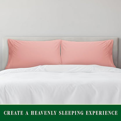 Elegant Comfort Luxury Ultra-Soft 2-Piece Pillowcase Set - 1500 Premium Hotel Quality Microfiber Double Brushed - Wrinkle Resistant, Standard/Queen, Dusty Rose