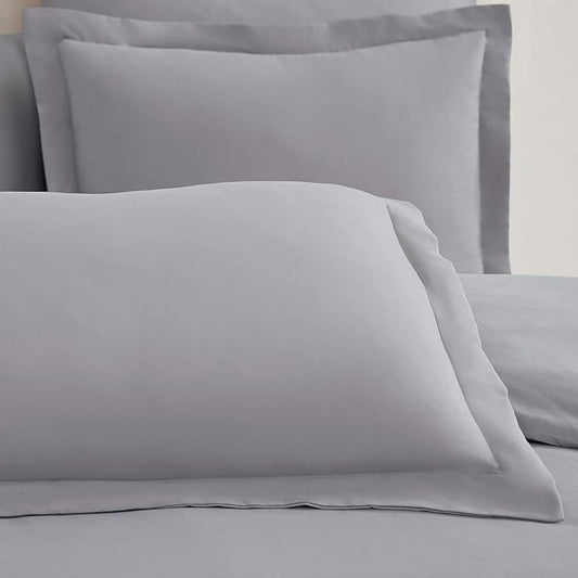 Mellanni Duvet Cover Set - 5 PC Iconic Collection Bedding Set - Hotel Luxury, Extra Soft & Cooling - Microfiber - Button Closure and Corner Ties (Oversized Queen, Light Gray)