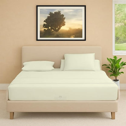 Split Head Flex 1 Qty Fitted Sheet for Adjustable Bed, Cal King 39" Split Down from The Top, 100% Egyptian Cotton 600 Thread Count, 18" Deep Pocket, Super Soft Wrinkle Free, Ivory