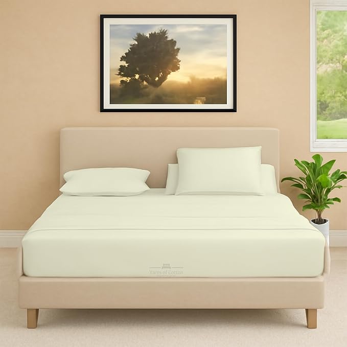 Split Head Flex 1 Qty Fitted Sheet for Adjustable Bed, King 32" Split Down from The Top, 100% Egyptian Cotton 600 Thread Count, 18" Deep Pocket, Super Soft Wrinkle Free, Ivory