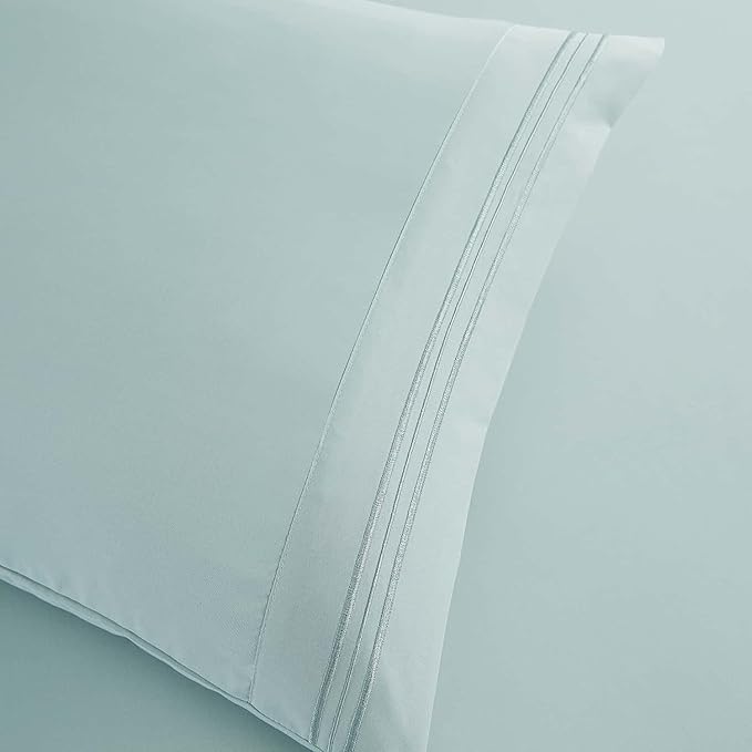 Clara Clark Cal King Sheets, 6 Piece Set - Hotel Luxury Sheets for Cal King Size Bed, Super Soft Bedding Set, Cal King Size, Aqua Light Blue
