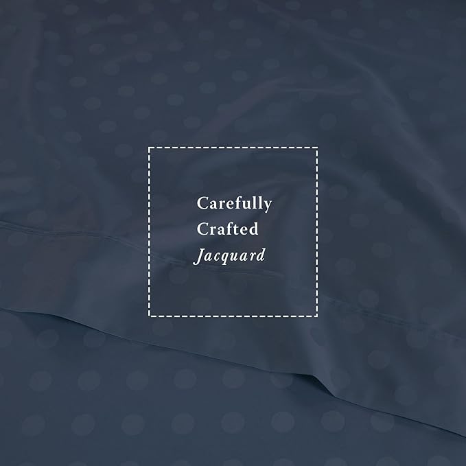 Threadmill Cotton Twin XL Sheet Set | 100% Cotton Sheets for Twin XL Size Bed | Damask Jacquard Sateen Twin XL Bed Sheets Set | 16” Deep Pocket | Soft Breathable 3pc Cooling Sheet Set | Folkstone Blue