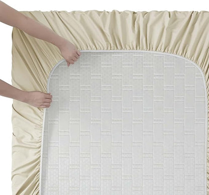 Clara Clark Queen Sheets, 6 Piece Set - Hotel Luxury Sheets for Queen Size Bed, Super Soft Bedding Set, Beige Cream
