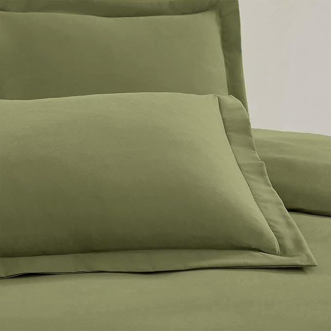 Mellanni Duvet Cover Set - 3 PC Iconic Collection Bedding Set - Hotel Luxury, Extra Soft & Cooling - Microfiber - Button Closure and Corner Ties (Twin, Sage)