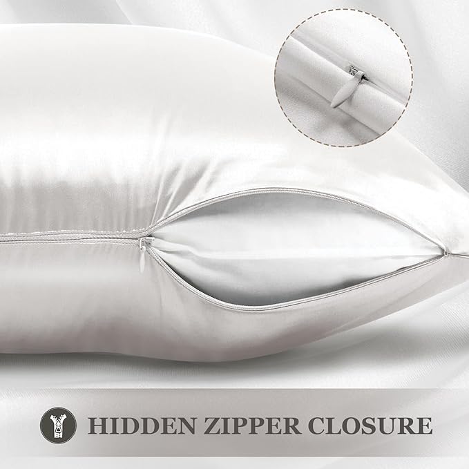 Adubor 100% Silk Pillowcase - Mulberry Silk Pillow Cases, 22 Momme 6A Grade Fibers, Silk Pillow Case for Hair and Skin Health, with Hidden Zipper (Standard 20''×26'', Lvory White, 1PC)