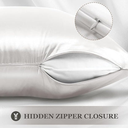 Adubor 100% Silk Pillowcase - Mulberry Silk Pillow Cases, 22 Momme 6A Grade Fibers, Silk Pillow Case for Hair and Skin Health, with Hidden Zipper (Standard 20''×26'', Lvory White, 1PC)