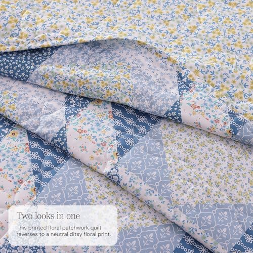 Twin/Twin XL Quilt Set-2 Pieces Soft Bedding Floral Patchwork Coverlet