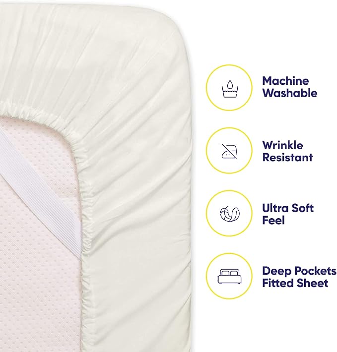Queen Sheets Ivory - 6 Piece 1500 Supreme Deluxe Collection Deep Pocket Ultra Soft Queen Sheet Set Bedding - 2 Extra Pillow Cases, Great Value, Queen, Ivory