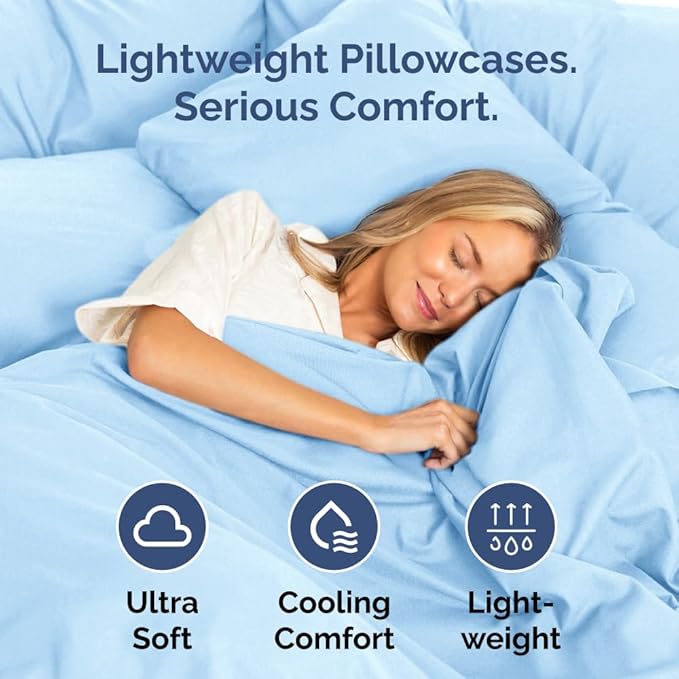 King Standard Pillow Cases Set of 4 - Soft Hotel Quality Pillowcase Covers - Comfy Bedding for Women, Men, Kids & Teens - Machine Washable Pillow Protectors - 4 Piece Set - King Standard Light Blue