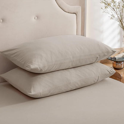 PURE ERA Jersey Knit Pillowcases 100% T-Shirt Cotton Super Soft Comfy Breathable, Set of 2, King 20" x 36", Solid Dark Beige