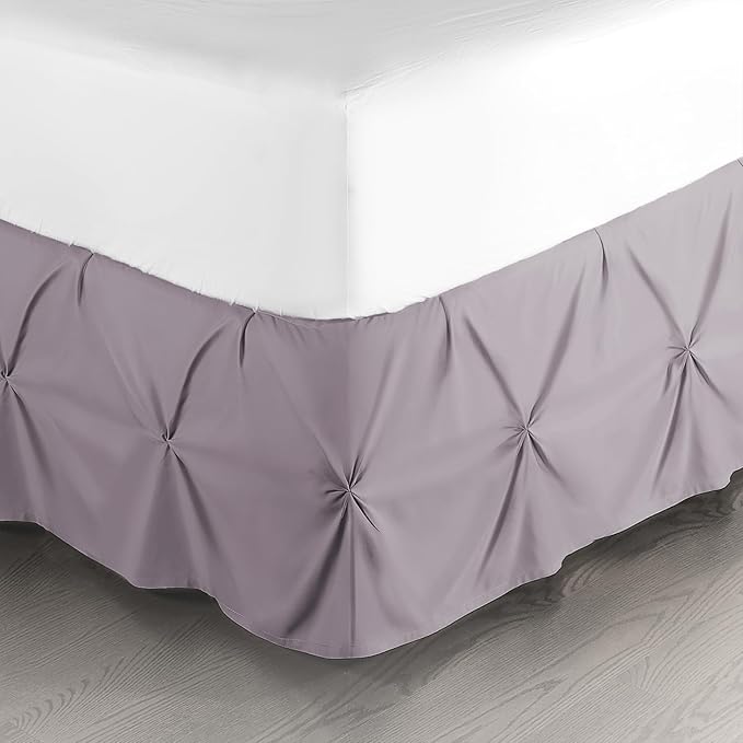 Nestl Dusty Purple Bed Skirt King Size, Pinch Pleat King Bed Skirt, 14" Inch Drop King Bedskirt, Hotel Quality Dusty Purple Bed Skirts, Microfiber Bedskirt for King Bed, Dusty Purple King Bed Skirt