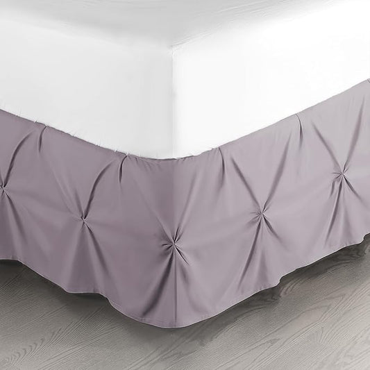 Nestl Dusty Purple Bed Skirt Cal King Size, Pinch Pleat Cal King Bed Skirt, 14" Drop Cal King Bedskirt, Hotel Quality Bed Skirts, Microfiber Bedskirt for Cal King Bed, Dusty Purple Cal King Bed Skirt
