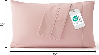 Bedsure Queen Pillow Cases Set of 2 - Blush Pink Brushed Microfiber Pillowcase 2 Pack, Super Soft and Cozy Pillow Case Covers with Envelope Closure for Kids, Wrinkle, Fade Resistant, 20x30 Inches